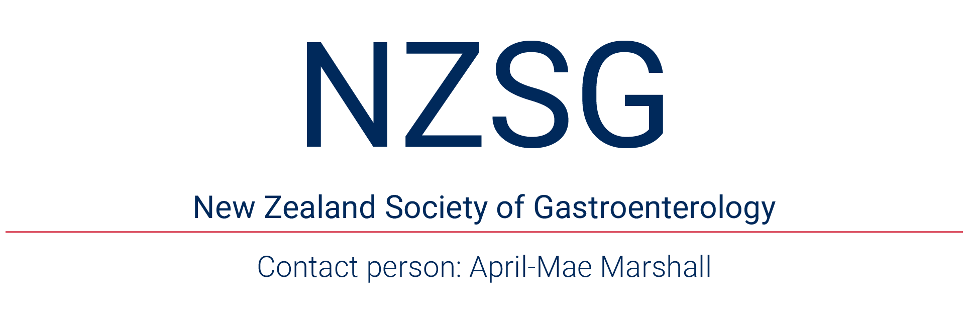 NZSG – New Zealand Society of Gastroenterology; Contact person: April-Mae Marshall