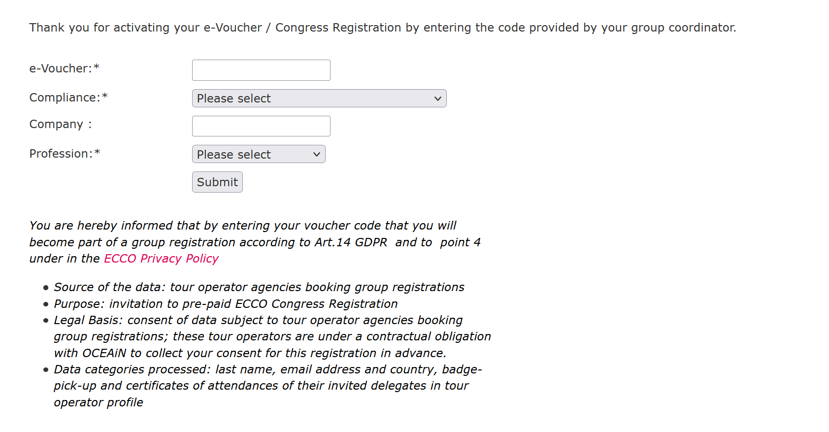 A screenshot of the registration form