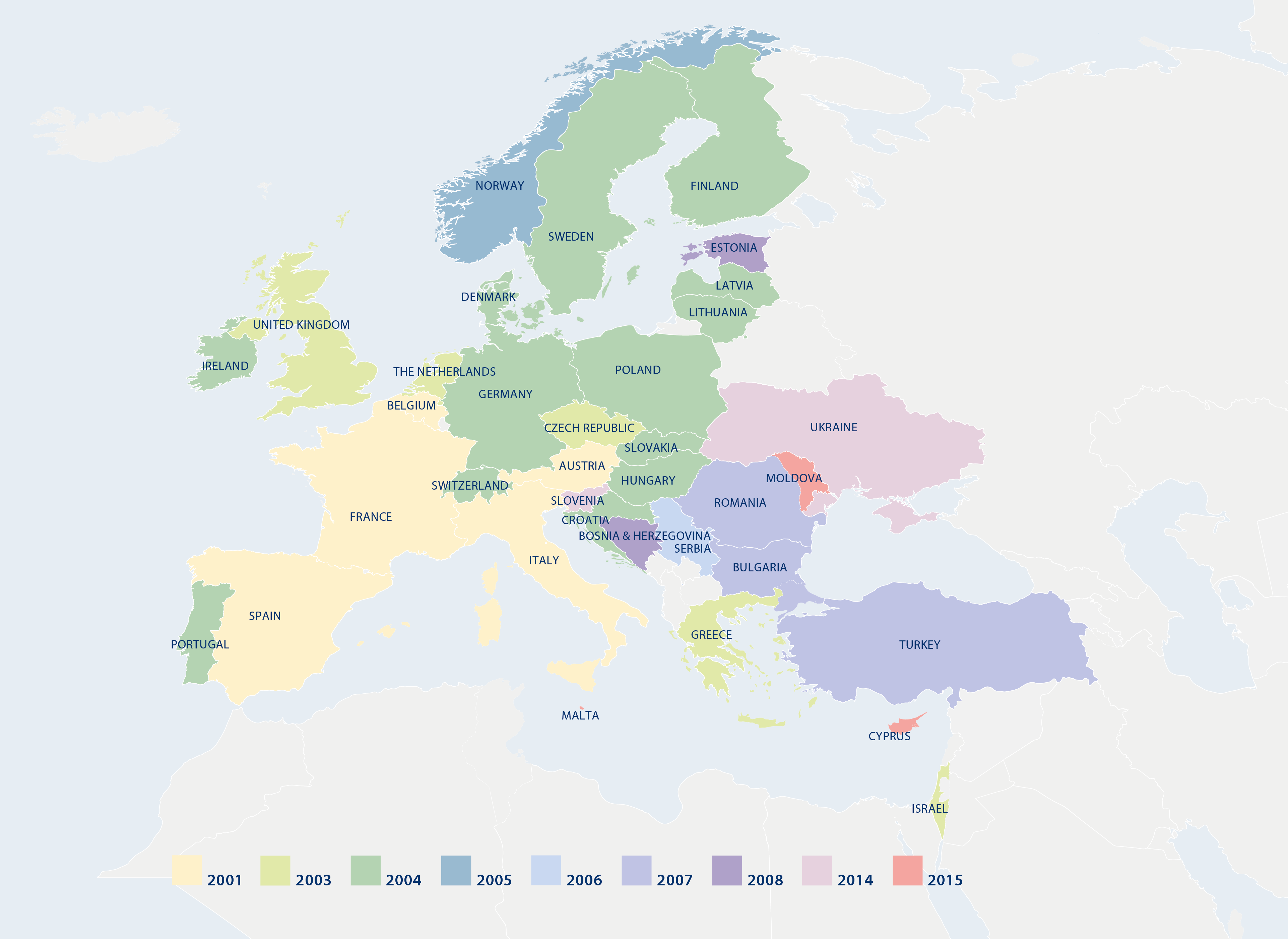Map of ECCO Member Countries