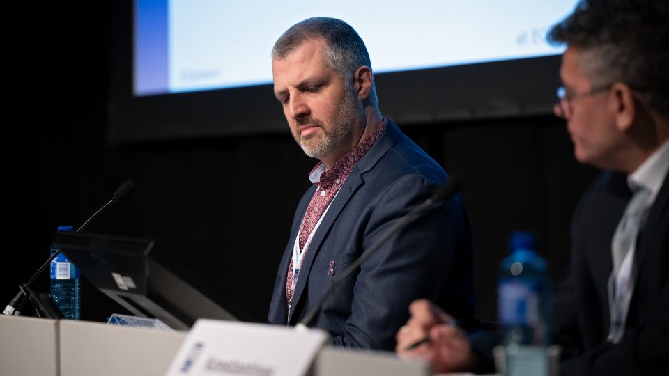 Marc Ferrante looks intently on his screen.
